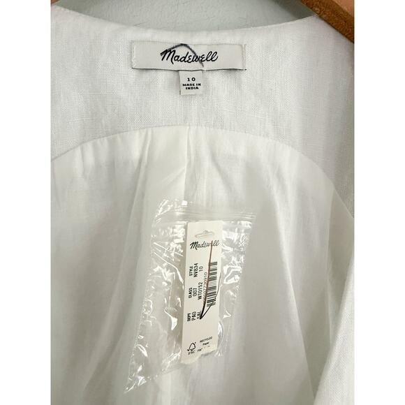 Madewell | NWT | 100% Linen Scoopneck Cutaway Vest in Salt White | Sz 10 - Picture 5 of 9